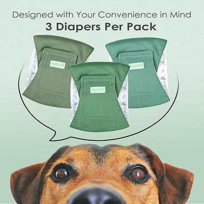 wegreeco Washable Male Dog Belly Band (Stylish Pattern)- Pack of 3 - Male Dog Belly Wrap, Dog Diapers Male (Green Series, X-Small)