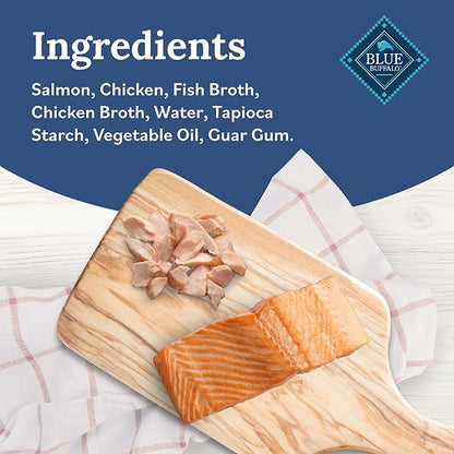 Blue Buffalo Tender Shreds Salmon & Chicken Toppers in Savory Broth, Natural Dog Food Complement, Salmon & Chicken, 2.5-oz. Pouch, 24-Count