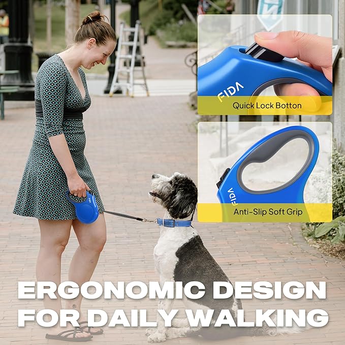 Fida Retractable Dog Leash, X-Small Breed, 10 ft Durable Pet Walking Leash for Extra Small Dogs/Cats/Small Animals up to 18 lbs, 360 Tangle Free, Blue