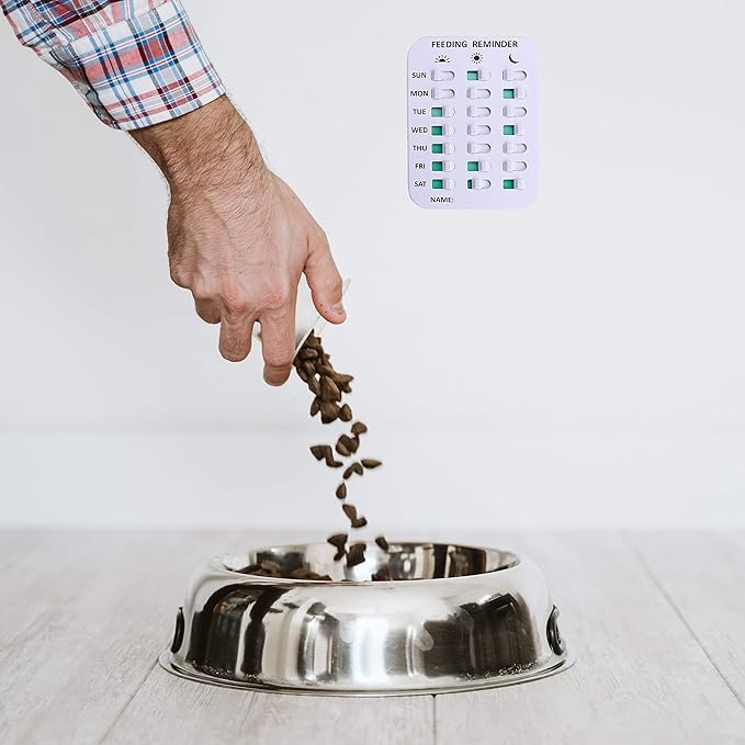 Pet Feeding Reminder, Magnetic or Double Sided Adhesive Application, Reminder with Daily Indicator Tools to Track and Prevent Over or Under Feeding of Pets