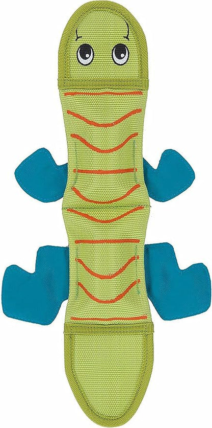 Outward Hound Fire Biterz Green Lizard Plush Firehose Material Interactive Dog Toy, Medium