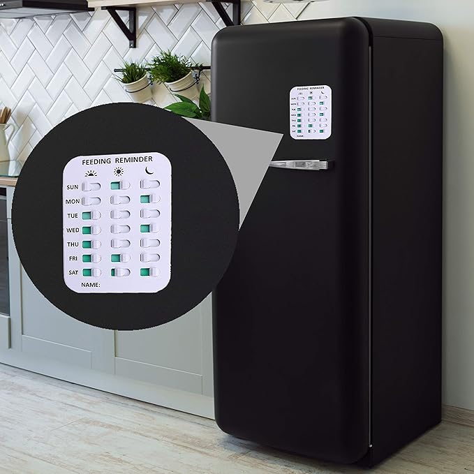 Pet Feeding Reminder, Magnetic or Double Sided Adhesive Application, Reminder with Daily Indicator Tools to Track and Prevent Over or Under Feeding of Pets