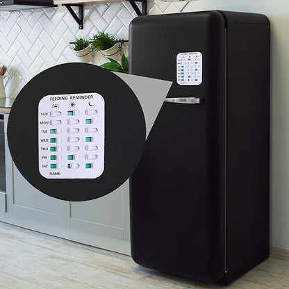 Pet Feeding Reminder, Magnetic or Double Sided Adhesive Application, Reminder with Daily Indicator Tools to Track and Prevent Over or Under Feeding of Pets