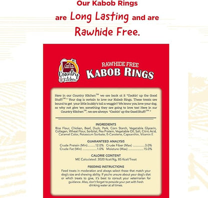 Country Kitchen Rawhide Free Kabob Rings Dog Chews, Made with Real Chicken, Beef, Pork, and Duck, 5 Count (Pack of 2)