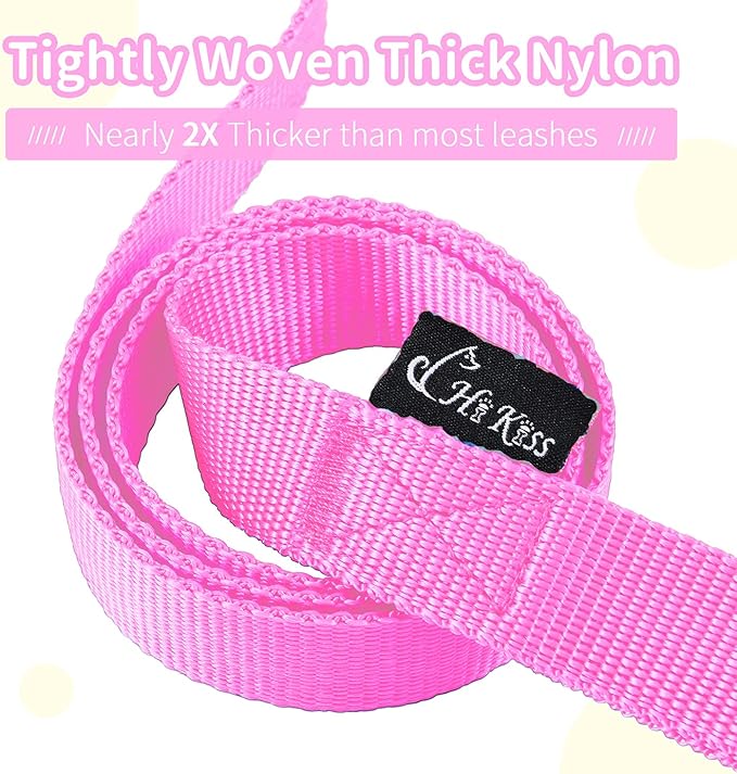 HIKISS Long Dog Leash Obedience Recall Training Agility Lead with Thickening Material for Large Dog - 15ft 20ft 30ft 50ft 100ft Training Leash(Pink 15ft)