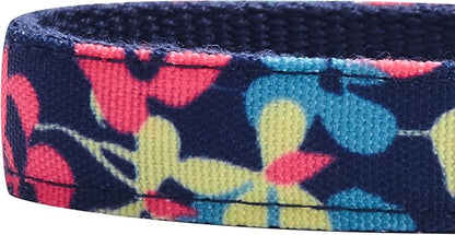 Blueberry Pet Made Well Profound Floral Print Adjustable Dog Collar in Navy Blue, X-Small, Neck 7.5"-10"