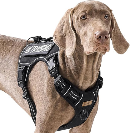 No Pull Dog Harness for Extra Large Dogs, Release on Neck, for Alaska Malamute, Bull Mastiff, Rottweiler, Great Dane etc, for Training, Casual Walks, Jogging, Easy Control Vest with Handle, Black XL