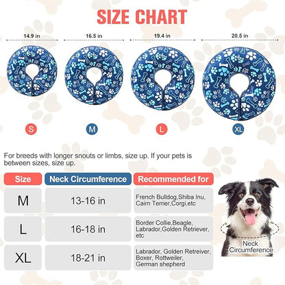 BEAUTYZOO Inflatable Dog Cone Collar, Recovery Dog Cone After Surgery, Adjustable Blow up Dogs Donut Collar, Pet Recovery Collar for Dogs,Navy Blue XL