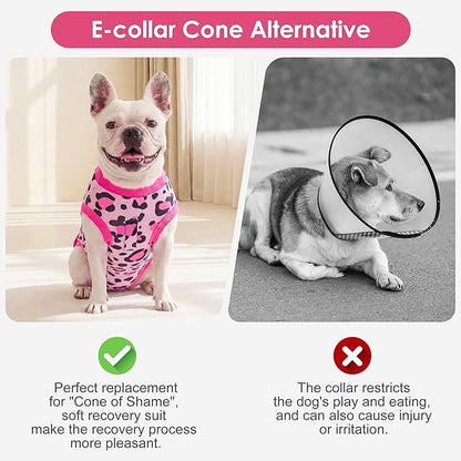 cyeollo Dog Recovery Suit Female, Breathable Surgery Suit for Dogs Female After Spayed, Soft Surgical Body Suit Dog Onesie, E-Collar & Cone Alternative, Anti-Licking Wound Surgery Clothes, Leopard XS
