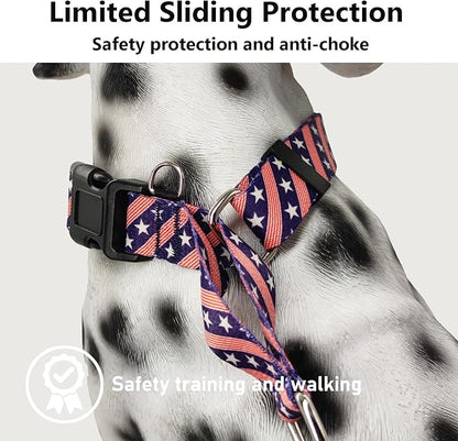 American Flag Martingale Collar for Dogs with Buckle 4th of July No Pull Adjustable Nylon Limited Slip Training Dog Collars (Navy Blue Flag, Small)