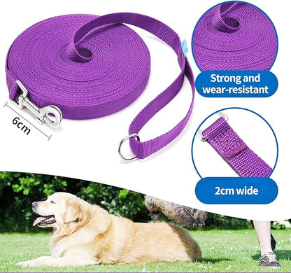 BAAPET 15/20/30/50/100 ft Long Dog Training Leash with Clickers for Small, Medium and Large Dogs or Cats (50 Feet, Purple)