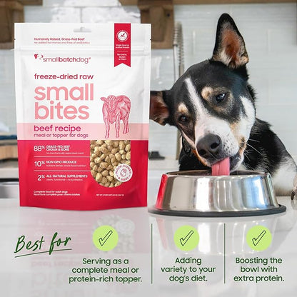 smallbatch Freeze Dried Dog Food – Lamb Recipe, Small Bites, Grain Free, Organic Produce – Grass Fed Lamb Hearts & Organs – High Protein Meal – Complete & Balanced Nutrition – 19 oz, Made in USA