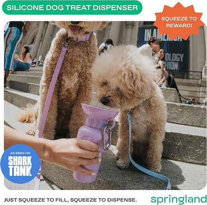 Springer Dog Water Bottle | Portable Travel Water Bottle Dispenser for Dogs - As Seen on Shark Tank | Patented, Leak-Proof Bottles Fill Bowl with Water - Ideal for Walking | BPA-Free 22oz Lilac