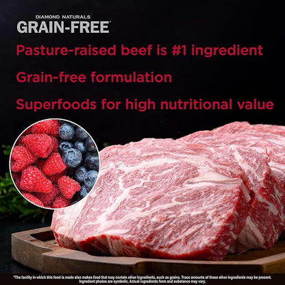 Diamond Naturals Grain Free Real Meat Recipe Premium Dry Dog Food With Real Pasture Raised Beef 5Lb