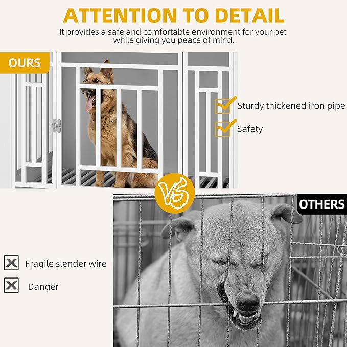 DWVO Dog Crate Furniture with Wheels, 38 Inch Dog Kennel Indoor Heavy Duty End Table Dog Crate for Large Medium Dogs, Decorative Wooden Dog Cage Table with Removable Tray, Chew-Resistant, White