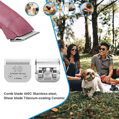 3 Pack 10# Detachable Pet Dog Grooming Ceramic Blades,Compatible with Andis,Oster A5,Wahl KM-10 Series,Size #10 Blade 1/16-Inch 1.5MM Cut Length