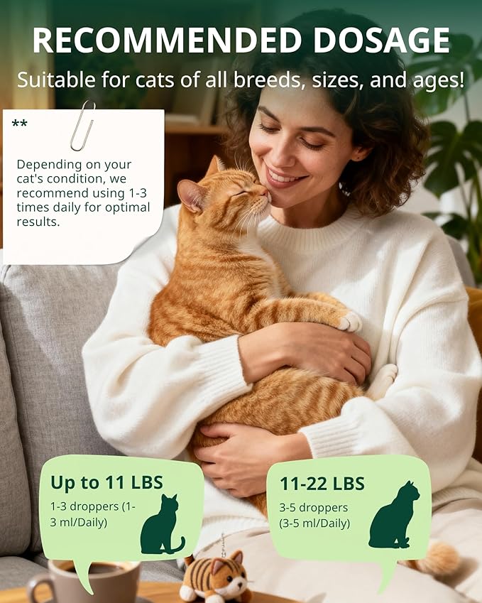 Feline Urinary Tract Health, Cat UTI Remedy, Cranberry & Natural Herbal Cat Supplement for Urinary and Kidney Health, Promotes Immunity, Chicken Flavor, 60ml/2fl.oz