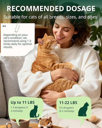 Feline Urinary Tract Health, Cat UTI Remedy, Cranberry & Natural Herbal Cat Supplement for Urinary and Kidney Health, Promotes Immunity, Chicken Flavor, 60ml/2fl.oz