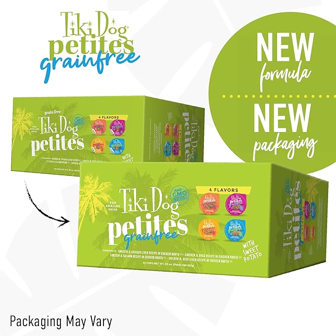 Tiki Dog Petites Grain Free, Variety Pack, Nutrient Dense Meat, Wet Dog Food for Small Breed Dogs and All Life Stages, 3 oz. Cans, Pack of 10