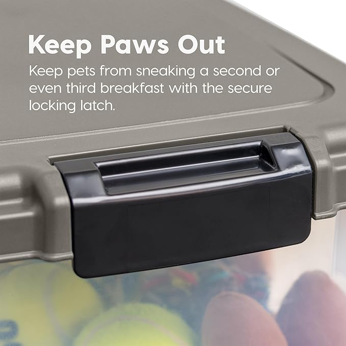 IRIS USA 30 lbs & 11 lbs Combo Airtight Dog Food Storage Container, Stackable Treat Box, 2-Cup Scoop, Wheels, Keep Fresh, Easy Mobility, Chrome