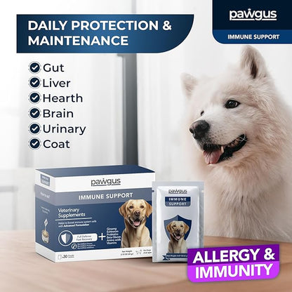 Immune Health Support for Dogs Canine 30 Sachets - Yeast Production Support, Dog Allergy Itch Relief, Skin Allergy Relief, Seasonal Allergy, Daily Vitamins, Fast Recovery -