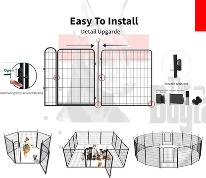 Portable Dog Crates & Playpen, 32'' Metal Pet Pen for Small/Medium Dogs, Indoor/Outdoor, Easy-Carry Straps, Rustproof, One Door
