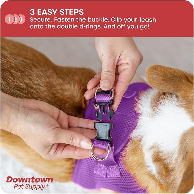 Downtown Pet Supply Step in Dog Harness No Pull, XX-Large, Purple - Adjustable Harness with Padded Mesh Fabric and Reflective Trim - Buckle Strap Harness for Dogs