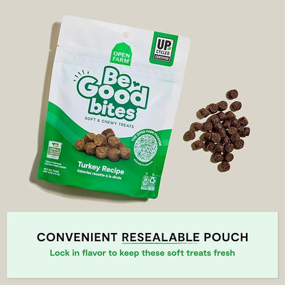 Open Farm, Be Good Bites, Soft Dog Training Treats, Small & Chewy, Made with Ethically & Sustainably Sourced Ingredients, Non-GMO Fruits & Grains, Turkey Recipe, 6oz Pouch