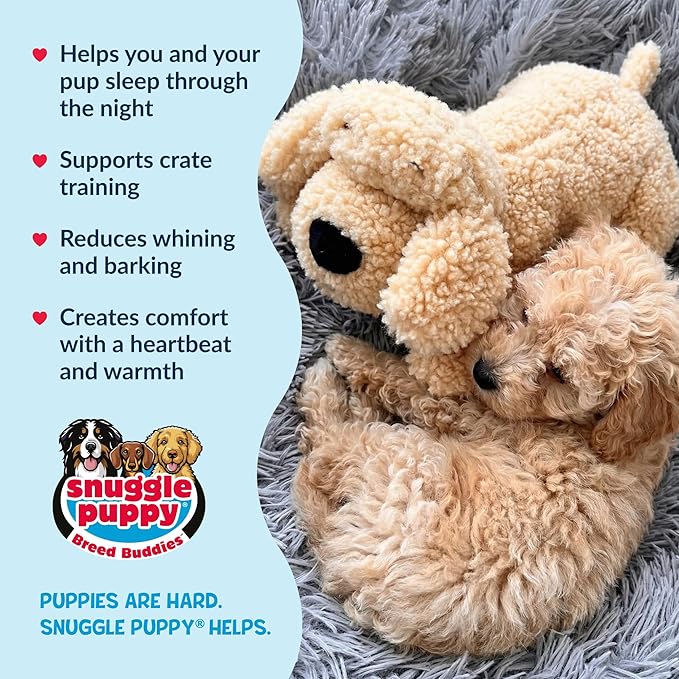 Snuggle Puppy Heartbeat Dog Toy for Puppies, Real-Feel Heartbeat, Calming Sleep Aid and Crate Training Comfort Toy with Heat Pack, Medium Breed Buddies Doodle Appearance (Goldendoodle, Poodle Mix)