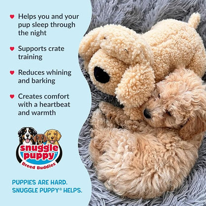 Snuggle Puppy Heartbeat Dog Toy for Puppies, Real-Feel Heartbeat, Calming Sleep Aid and Crate Training Comfort Toy with Heat Pack, Medium Breed Buddies Doodle Appearance (Goldendoodle, Poodle Mix)