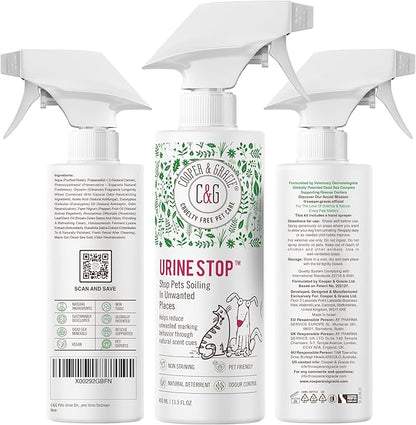 Urine Stop Spray for Dogs Only 400ml – Plant Based Indoor Dogs Urine Deterrent – Odour Neutraliser and Enzymatic Cleaner for Carpet and Floors – Safe Non-Toxic Formula – Long Lasting Protection