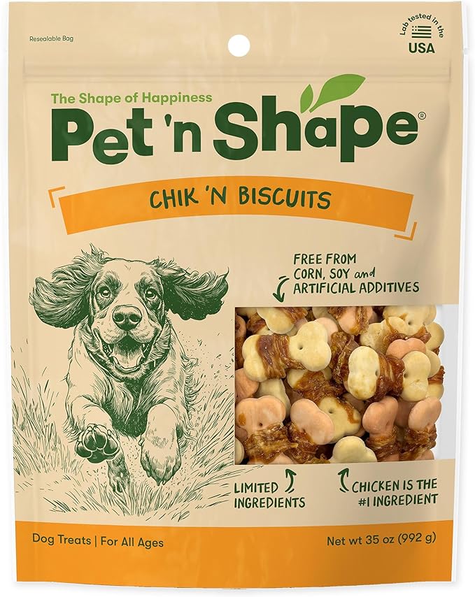 Pet 'n Shape Chik 'n Wrapped Biscuits – Natural Chicken Wrapped Dog Treats - 35 Ounce