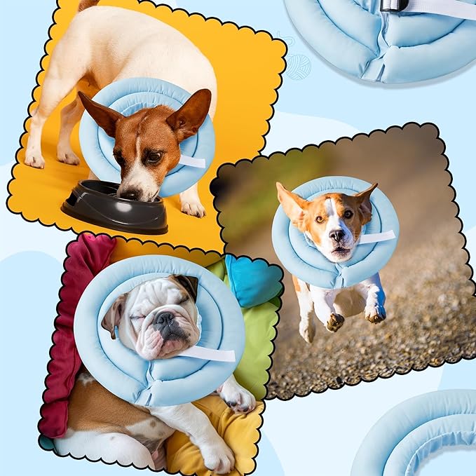 Soft Dog Cone Collar - Adjustable Recovery Cone for Small Dogs After Surgery to Stop Licking, Waterproof Elizabethan Protective Neck Donut Collar Alternative for Pet Cat Puppy (Blue, S)