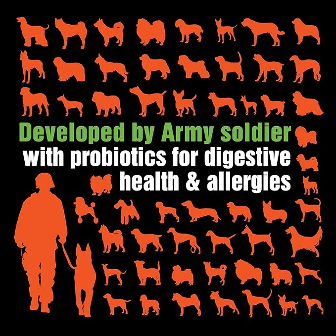 Army Soldier Owned Dog Probiotics for Yeast, Itchy Skin & Itchy Ears, Dog Allergy Relief, Digestive Health, Occasional Diarrhea & Immune Support, 3 Billion CFU, 60 Yummy Chewables