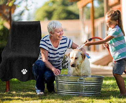 Puomue Microfiber Dog Towels for Drying Dogs, Super Absorbent and Soft Pet Towel, 40 Inch X 23.6 Inch, Perfect Dog Shower & Bath Supplies for Large, Medium or Small Dogs, Black