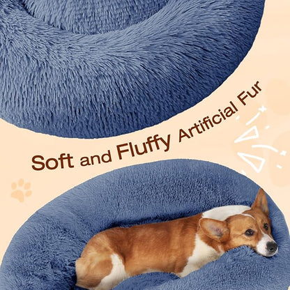 JOLLYVOGUE Dog Beds Large Sized Dog, 36 inches Calming Soft Anti-Anxiety Donut Dogs Bed, Washable Round Fluffy Cushion for Large Pets, Fits up to 80 lbs Pets