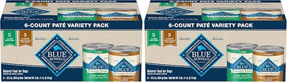 Blue Buffalo Homestyle Recipe Adult Wet Dog Food,Made with Natural Ingredients,Turkey and Lamb Dinner Variety Pack,12.5-oz Cans (,3 of Each),(Pack of 12)
