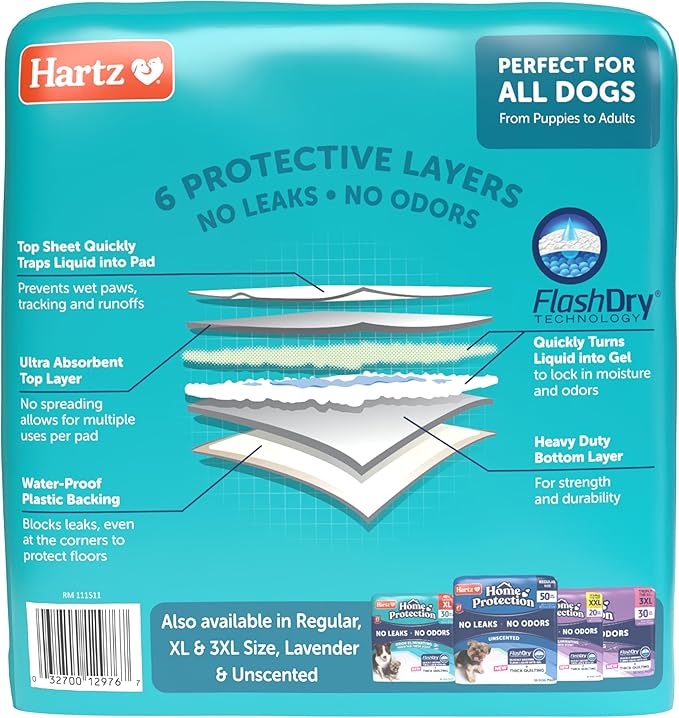 Hartz Home Protection Super Absorbent Odor Eliminating Mountain Fresh Scented No Leak Dog Pads, XXL 20 Count