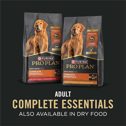 Purina Pro Plan Complete Essentials Wet Dog Food Chicken and Rice Entree and Beef-and Rice Entree Variety Pack - 13 oz. Cans,(Pack of 24)