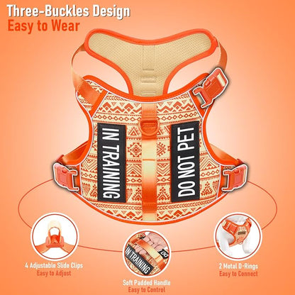 AUNZO Dog Harness for X-Small Dog Breed, Light Pet Vest Harness with 2 Leash Clips and 3 Buckles, Easy to Wear, Adjustable Reflective Soft Padded, Boston Terrier, Beagle, Poodles, Orange XS