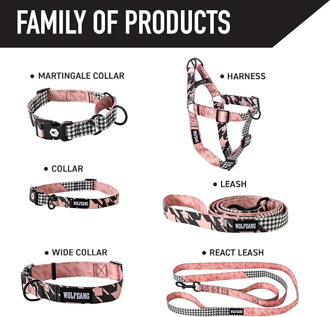 Wolfgang Heavy Duty Dog Leash, Pull-Tested for Walking & Training, HoundsPink Print, Small