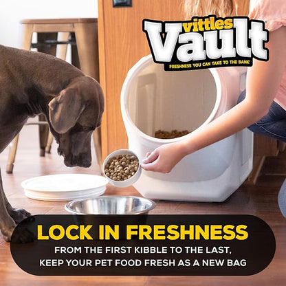 Vittles Vault Traditional Pet Food Storage Container For Dog Kibbles/Bird Seed/Oatmeal/Rice/Flour/Cereal, BPA Free Plastic, Sealed Airtight For Cat Food, Up To 40 lb, Made in USA, With Scoop, Gray