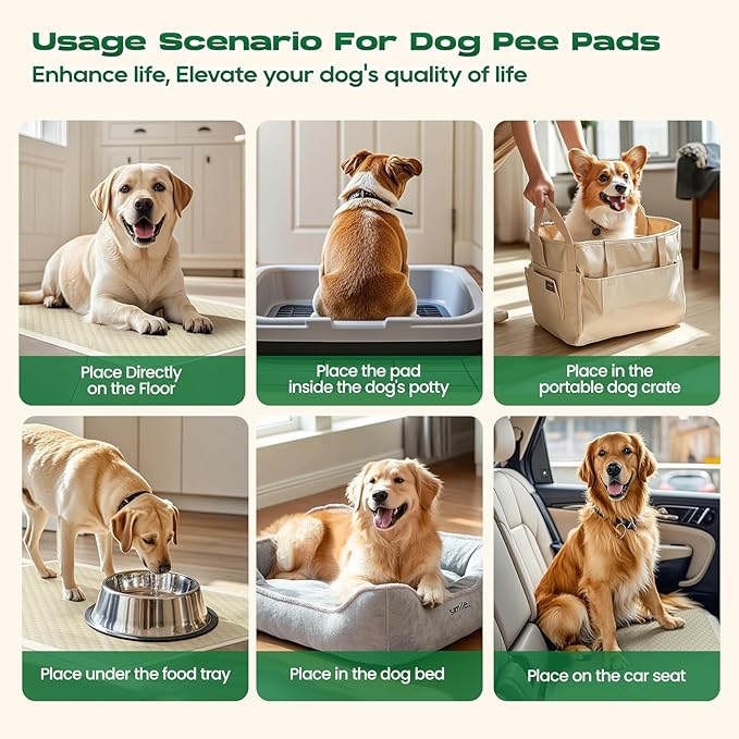 Puppy Pads 50 Count 30"x36" Pee Pads for Dogs Deodorizing Leakproof Quick Drying Dog Pee Pads Super Absorbent Disposable Bamboo Training Pads with Adhesive Tabs