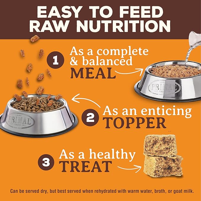 Primal Freeze Dried Raw Dog Food Nuggets, Beef, Complete & Balanced Meal, Also Use as Topper or Treat, Premium, Healthy, Grain Free, High Protein Raw Dog Food, 30 oz