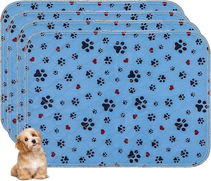Washable Pee Pads for Dogs,4 Pack Extra Large 24"x36" Super Absorbent Reusable Puppy Pads,Non-Slip 100% Waterproof Dog Pee Pad,Pet Training Pads for Couch, Crate,Potty Training,Floor