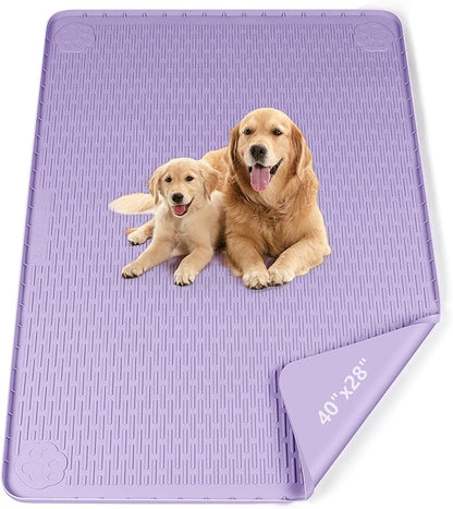 Pee Pads for Dogs, 40" x 28" Extra Large Reusable Silicone Mat, Washable Puppy Training Pads for Potty Training, Non-Slip, Leak-Proof, Indoor Floor Protection (Purple)