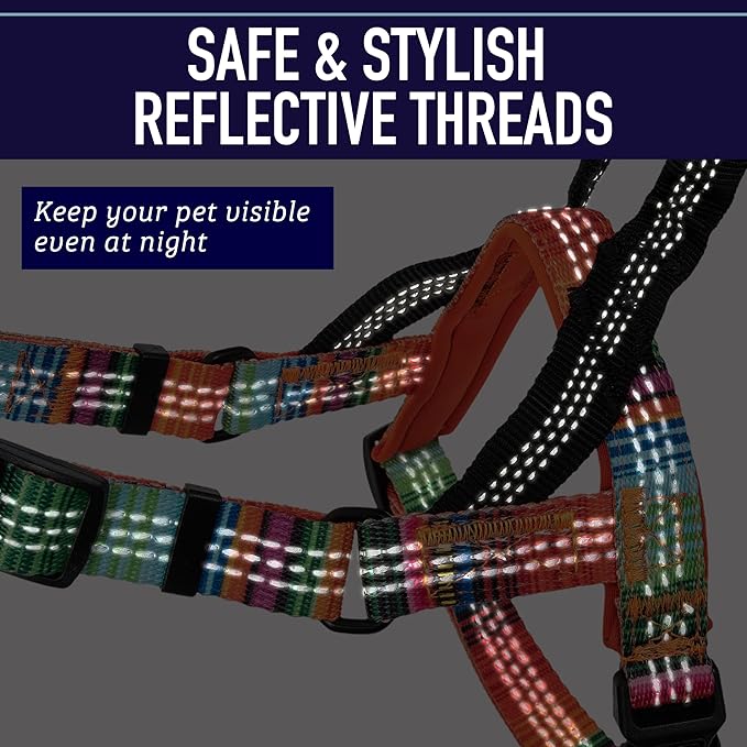 Leash Boss No Pull Dog Harness, Easy Walk for Small, Medium, and Large Pets, Reflective with Rear and Front Clip Attachment (Blanket Pattern, Medium)