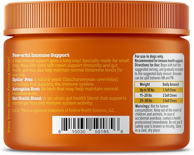 Zesty Paws Allergy Immune Bites - Dog Allergy Chews, Dog Probiotics for Itchy Skin and Ears, Lamb, Mini, 90ct