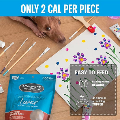 Muenster Freeze Dried Beef Liver Bites - Dog Treats, Mixer or Topper (3oz) - One Ingredient