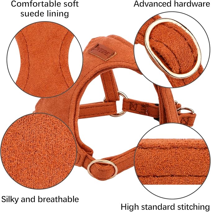 CHEDE No Pull Puppy Harness and Multifunction Dog Leash Set- 8 Colors Soft Adjustable No Choke Escape Proof Cute,Lightweight Pet Vest Harness for Small and Medium Dog (XXS, Khaki)